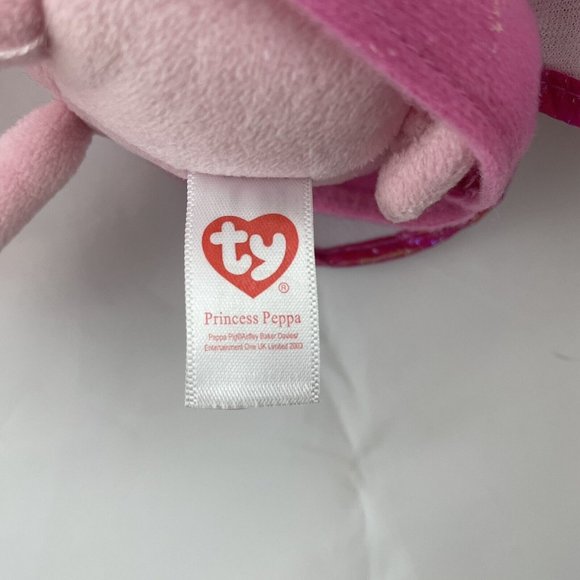 Ty Peppa Pig 7" Plush Stuffed Animals Princess Peppa UK Limited Ed.& Peppa Muddy - Picture 3 of 6